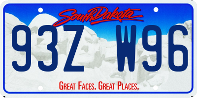 SD license plate 93ZW96