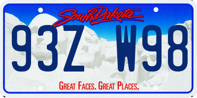 SD license plate 93ZW98
