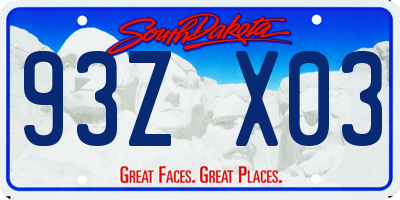 SD license plate 93ZX03