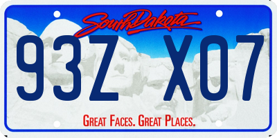 SD license plate 93ZX07