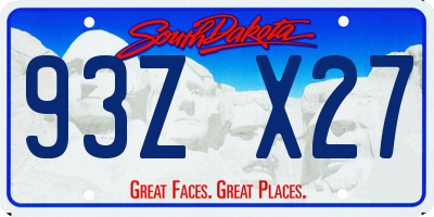 SD license plate 93ZX27