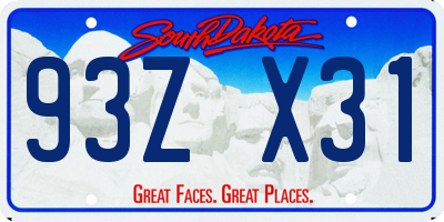 SD license plate 93ZX31