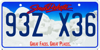 SD license plate 93ZX36