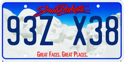 SD license plate 93ZX38