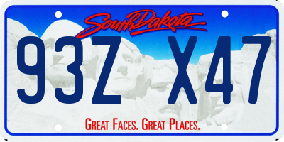 SD license plate 93ZX47