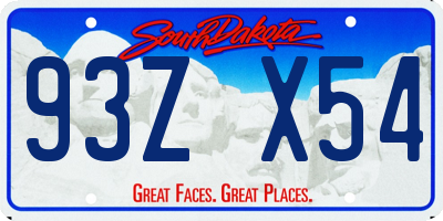 SD license plate 93ZX54