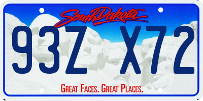 SD license plate 93ZX72