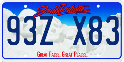 SD license plate 93ZX83