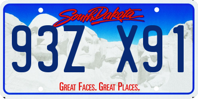 SD license plate 93ZX91