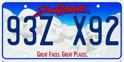SD license plate 93ZX92