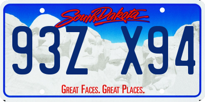 SD license plate 93ZX94