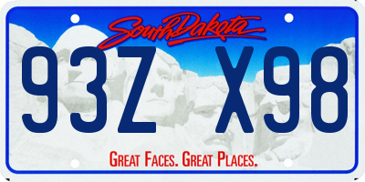 SD license plate 93ZX98