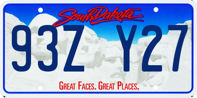 SD license plate 93ZY27