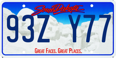 SD license plate 93ZY77