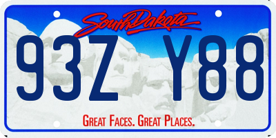 SD license plate 93ZY88