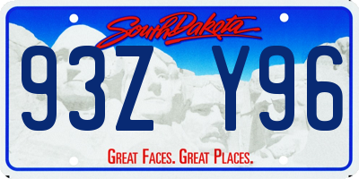 SD license plate 93ZY96