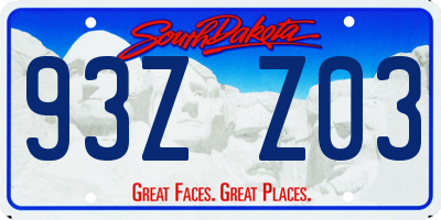 SD license plate 93ZZ03