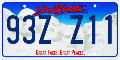 SD license plate 93ZZ11