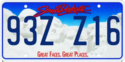 SD license plate 93ZZ16