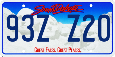 SD license plate 93ZZ20