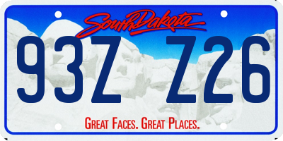 SD license plate 93ZZ26