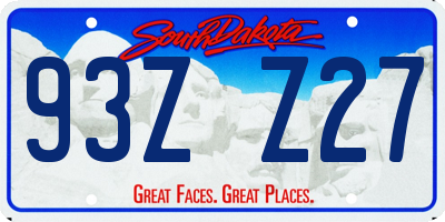 SD license plate 93ZZ27