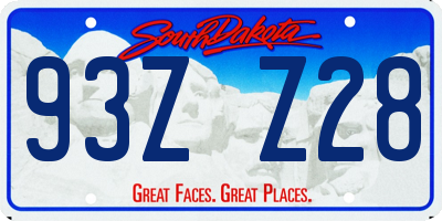SD license plate 93ZZ28