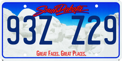 SD license plate 93ZZ29