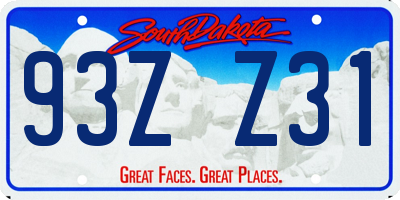 SD license plate 93ZZ31