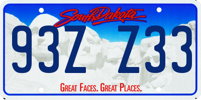 SD license plate 93ZZ33