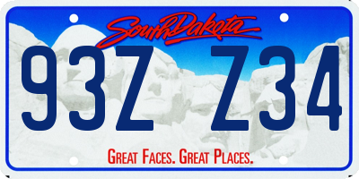 SD license plate 93ZZ34