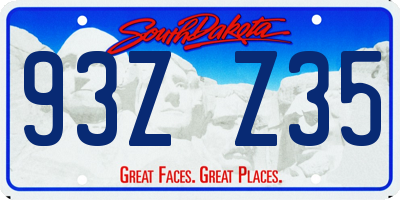 SD license plate 93ZZ35