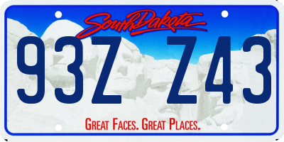 SD license plate 93ZZ43