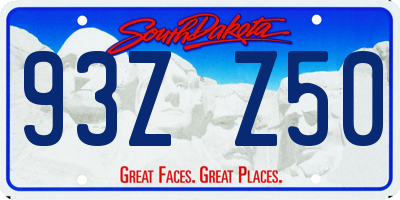 SD license plate 93ZZ50