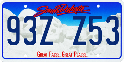 SD license plate 93ZZ53