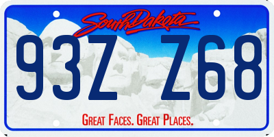 SD license plate 93ZZ68