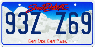 SD license plate 93ZZ69
