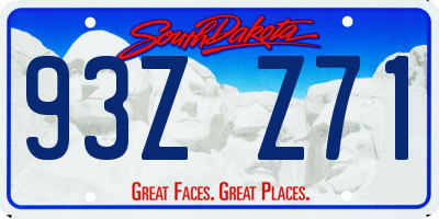 SD license plate 93ZZ71