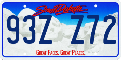 SD license plate 93ZZ72
