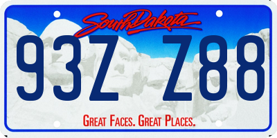 SD license plate 93ZZ88