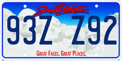 SD license plate 93ZZ92