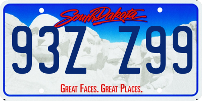 SD license plate 93ZZ99