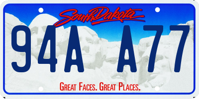 SD license plate 94AA77