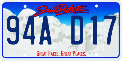 SD license plate 94AD17