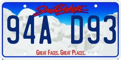 SD license plate 94AD93
