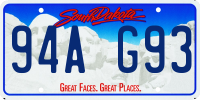 SD license plate 94AG93