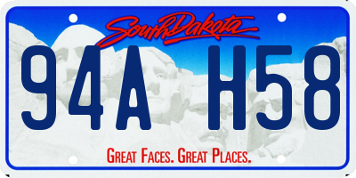 SD license plate 94AH58