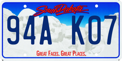 SD license plate 94AK07