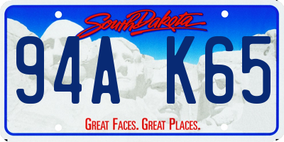 SD license plate 94AK65
