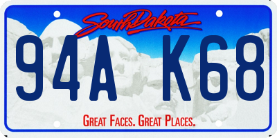SD license plate 94AK68